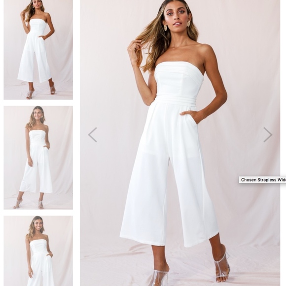 Lulus Pants - white strapless cropped jumpsuit